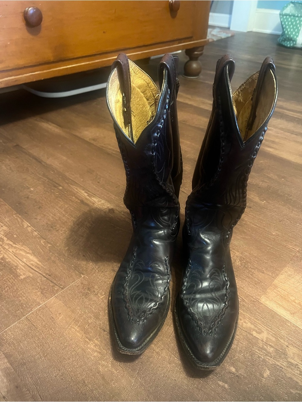 Dan Post Dark Brown Leather Western Cowboy Boots with Contrast Lining